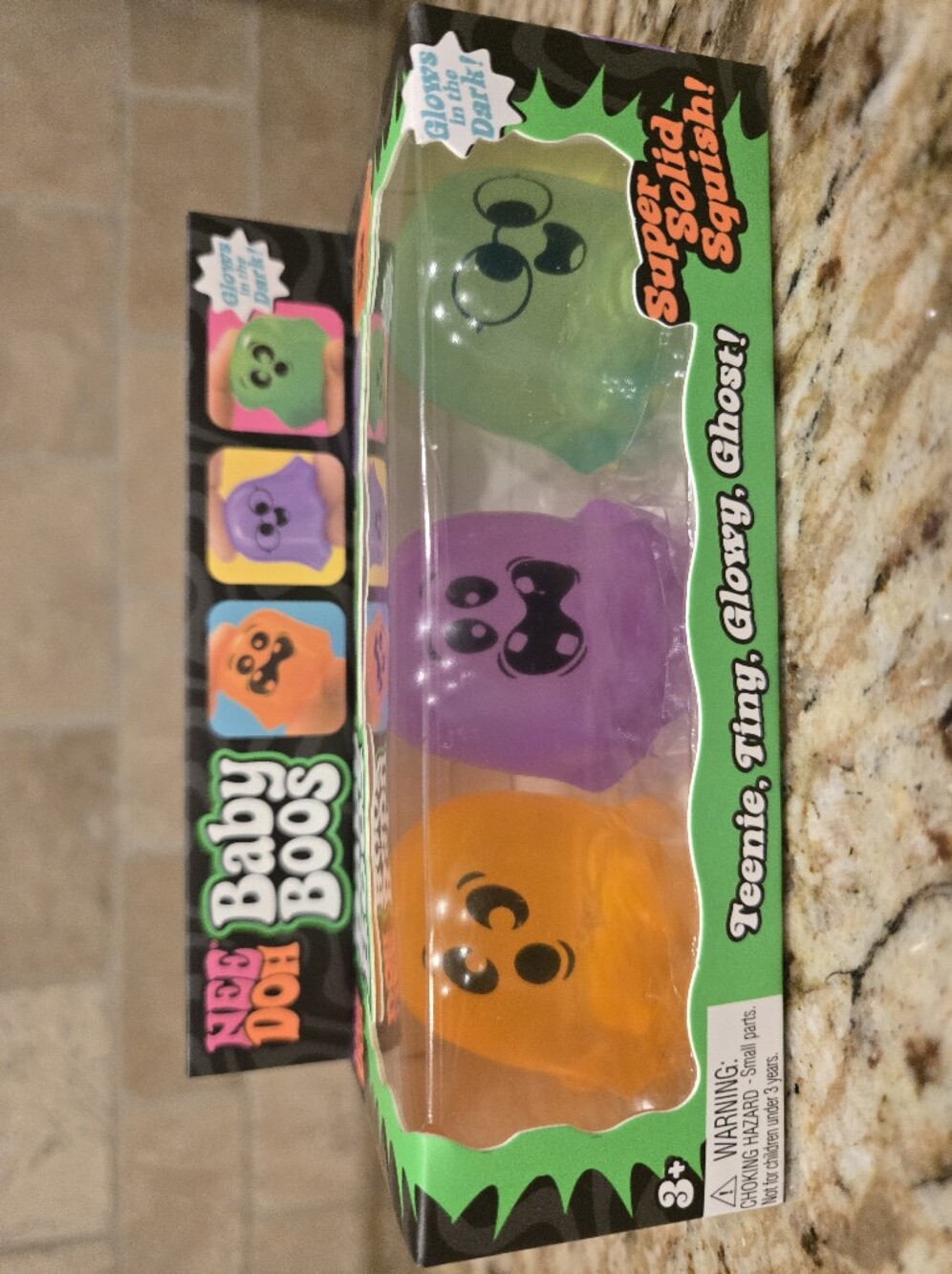 Needoh Baby Boos Glowy Mini Ghosts - Orange, Purple, Green - BNWT
